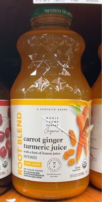 Organic, Root Blend Carrot Ginger Turmeric Juice, Root Blend