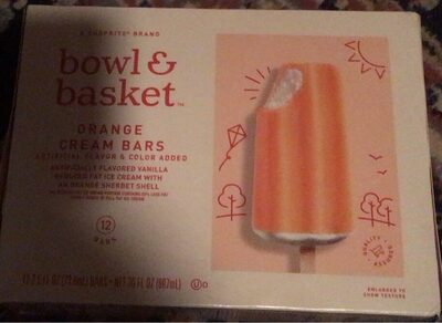 Orange Vanilla Reduced Fat Ice Cream Bars With An Orange Sherbet Shell, Orange