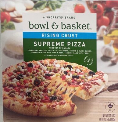 Supreme Pepperoni, Sausage, Green & Red Peppers, Onions & Black Olives, Pepperoni Made With Pork & Beef, Sausage Made With Pork Rising Crust Pizza, Supreme