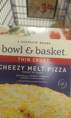Cheezy Melt Mozzarella, Cheddar, Parmesan Cheeses & Garlic Sauce Thin Crust Pizza, Cheezy Melt