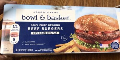 80% Lean/20% Fat 100% Pure Ground Beef Burgers