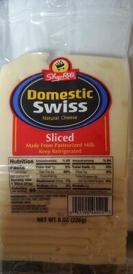 Domestic Swiss Sliced Cheese, Domestic Swiss