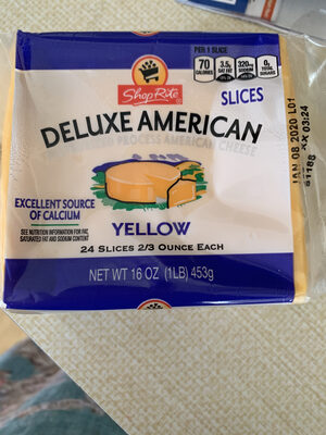 Yellow Deluxe American Pasteurized Process Cheese Slices, Yellow Deluxe American
