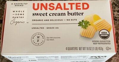 Organic, Unsalted Sweet Cream Butter, Unsalted