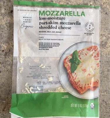 Organic, Mozzarella Low-Moisture Part-Skim Shredded Cheese, Mozzarella
