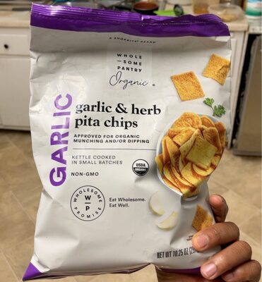 Organic, Garlic & Herb Pita Chips, Garlic & Herb