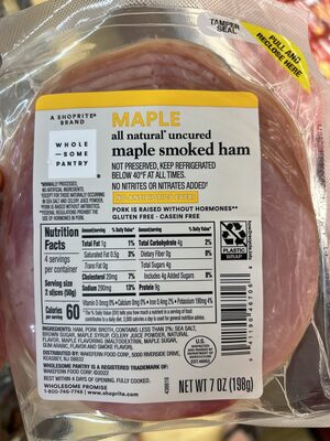 Maple Smoked Uncured Ham, Maple Smoked