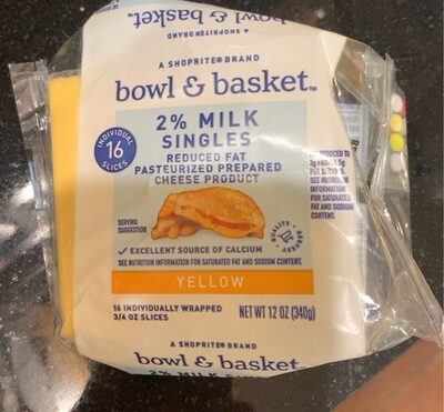 Yellow Reduced Fat Pasteurized Prepared Cheese Product 2% Milk Singles, Yellow