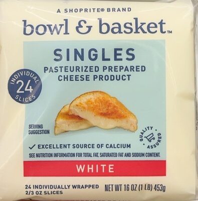 White Pasteurized Prepared Cheese Product Singles, White
