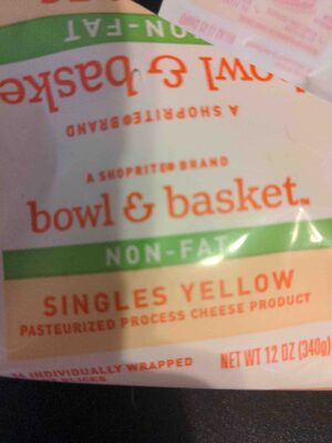 Yellow Non-Fat Pasteurized Process Cheese Product Singles, Yellow
