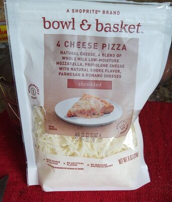 4 Cheese Pizza Blend Of Whole Milk Low-Moisture Mozzarella, Provolone Cheese With Natural Smoke Flavor, Parmesan & Romano Shredded Cheeses, 4 Cheese Pizza
