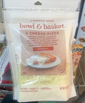 4 Cheese Pizza Blend Of Whole Milk Low-Moisture Mozzarella, Provolone Cheese With Natural Smoke Flavor, Parmesan & Romano Shredded Cheeses, 4 Cheese Pizza