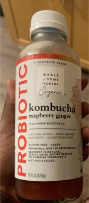 Organic, Raspberry Ginger Probiotic Kombucha, Raspberry Ginger