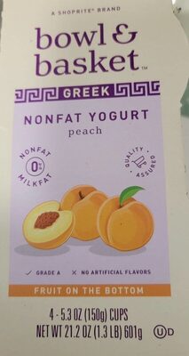 Peach Fruit On The Bottom Non Fat Greek Yogurt, Peach