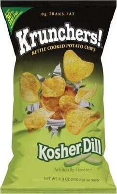 Krunchers! Kettle Cooked Potato Chips, Kosher Dill Flavored Chips, 8 Oz Bag