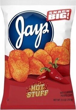 Jays Hotstuff Potato Chips, 2.5 oz Snack Bag