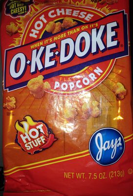 O-Ke-Doke Popcorn, Hot Stuff Cheese Popcorn, 7.5 Oz Bag