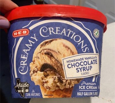 Creamy Creations, Homemade Vanilla & Chocolate Syrup Premium Ice Cream, Homemade Vanilla & Chocolate Syrup