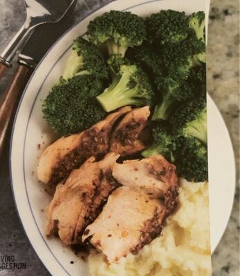 Steakhouse Smoky Ancho Rubbed Salmon With Mashed Potatoes & Broccoli, Steakhouse