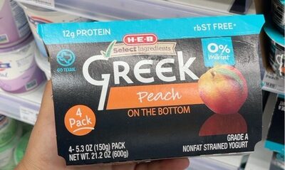 Peach On The Bottom Greek Nonfat Strained Yogurt, Peach