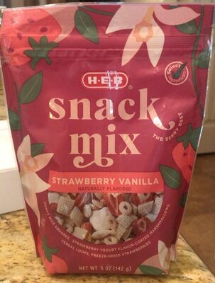 Strawberry Vanilla Honey Rice Squares, Strawberry Yogurt Flavor-Coated Marshmallows, Cereal Loops, Freeze-Dried Strawberries Snack Mix, Strawberry Vanilla
