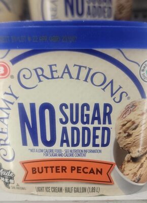 Creamy Creations, Butter Pecan No Sugar Added Light Ice Cream, Butter Pecan
