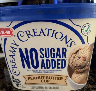 Creamy Creations, Peanut Butter Cup No Sugar Added Light Ice Cream, Peanut Butter Cup