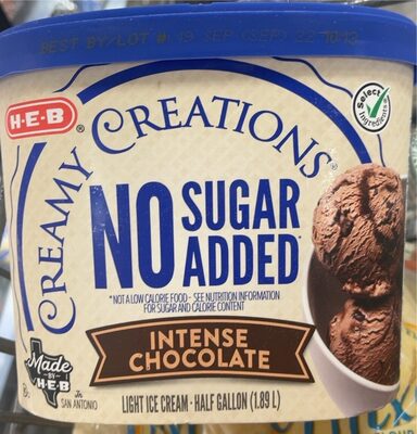 Creamy Creations, Intense Chocolate No Sugar Added Light Ice Cream, Intense Chocolate