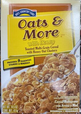 Oats & More With Honey Corn And Wheat Flake Cereal With Honey Flavored Oat Clusters, Oats & More With Honey