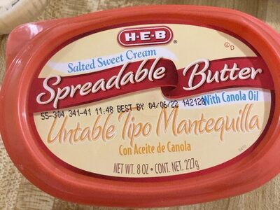 Salted Sweet Cream Spreadable Butter With Canola Oil, Salted Sweet Cream With Canola Oil