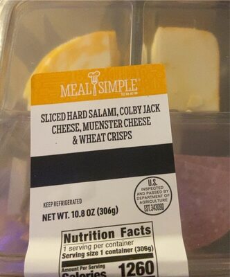 Sliced Hard Salami, Colby Jack Cheese, Muenster Cheese & Wheat Crisps, Hard, Colby Jack, Muenster, Wheat