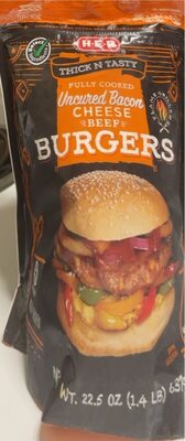 Uncured Bacon Cheese Beef Burgers, Uncured Bacon Cheese Beef