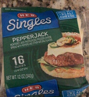 Pepper Jack Monterey Jack Pasteurized Process Cheese Spread With Peppers Singles, Pepper Jack