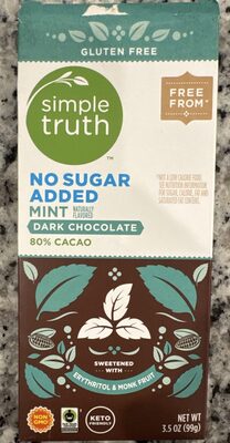 Mint 80% Cacao Dark Chocolate, Mint