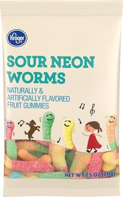 Kroger, Sour Neon Worms Fruit Gummies