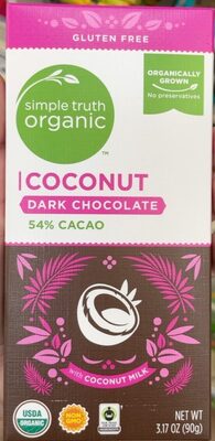 Coconut 54% Cacao Dark Chocolate With Coconut Milk, Coconut