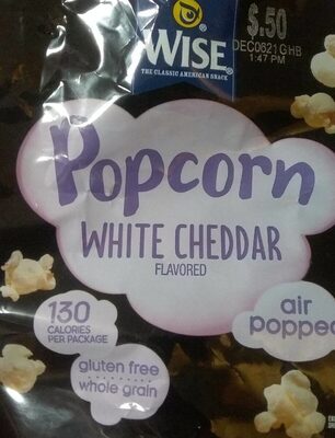 White Cheddar Flavored Air Popped Popcorn, White Cheddar