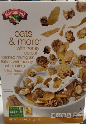 Oats & More With Honey Toasted Multigrain Flakes With Honey Oat Clusters Cereal, Honey
