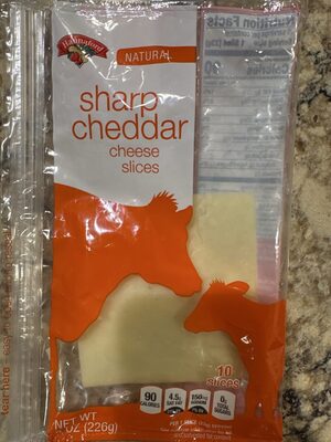 Natural Sharp Cheddar Cheese Slices, Sharp Cheddar