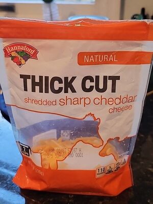 Natural Thick Cut Shredded Sharp Cheddar Cheese, Sharp Cheddar
