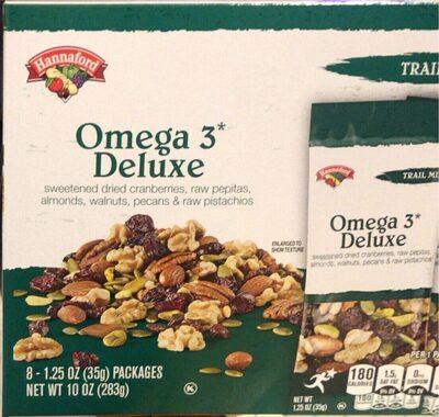 Omega 3* Deluxe Sweetened Dried Cranberries, Raw Pepitas, Almonds, Walnuts, Pecans & Raw Pistachios Trail Mix, Omega 3 Deluxe