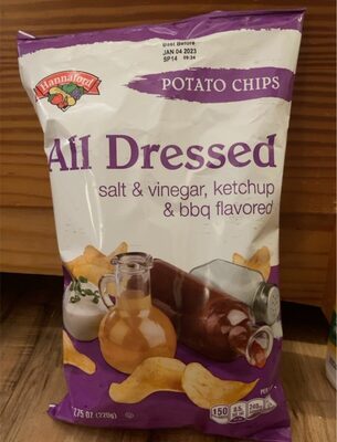 All Dressed Salt & Vinegar, Ketchup & BBQ Flavored Potato Chips, All Dressed Salt & Vinegar, Ketchup & BBQ