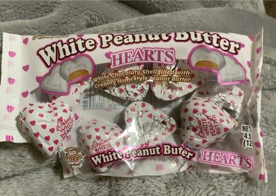 White Peanut Butter Hearts Candy White Chocolaty Shell Filled With Creamy Homestyle Peanut Butter, White Peanut Butter
