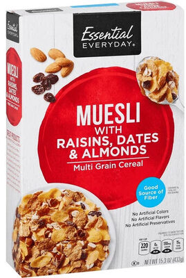 Muesli With Raisins, Dates & Almonds Multi Grain Cereal, Muesli With Raisins, Dates & Almonds