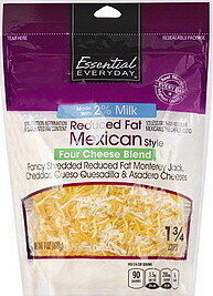Mexican Style Monterey Jack, Cheddar, Queso Quesadilla & Asadero Reduced Fat Fancy Cut Four Cheeses Blend, Mexican Style