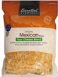 Mexican Style Four Cheese Blend Monterey Jack, Cheddar, Queso Quesadilla & Asadero Fancy Cut Cheeses, Mexican Style Four Cheese Blend