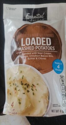 Loaded Mashed Potatoes Blended With Sour Cream, Cheese, Imitation Bacon Bits, Butter & Chives