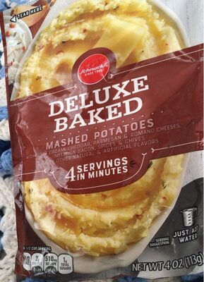 Deluxe Baked Mashed Potatoes With Sour Cream, Cheddar, Parmesan & Romano Cheeses, Imitation Bacon, Spices & Chives, Deluxe Baked