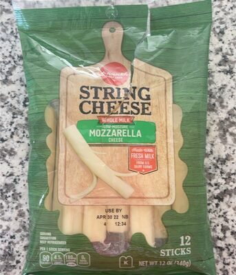 Mozzarella Low-Moisture Whole Milk String Cheese Sticks, Mozzarella