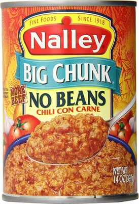 Nalley Big Chunk Chili Con Carne No Beans, 19g Protein Per Serving, 14 oz. Can